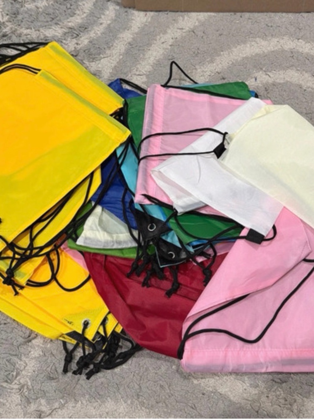 Colorful Drawstring Backpack Pack - Pink, Yellow, White, Green, Blue & Red